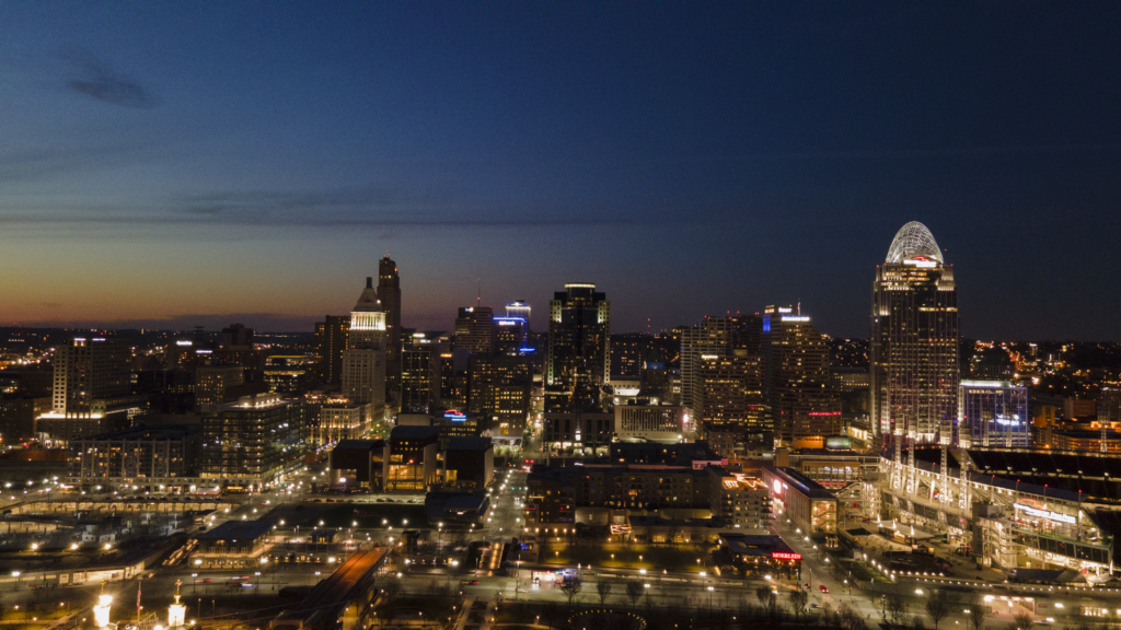 Downtown Cincinnati Skyline at night