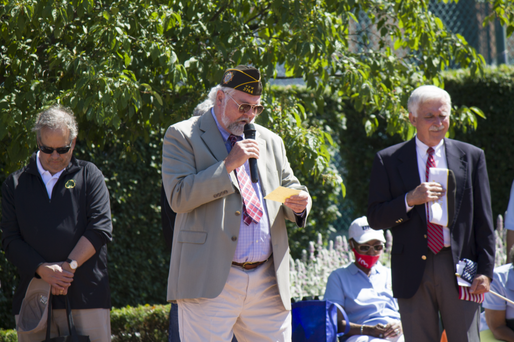 US Veteran speaking at the Memorial Dedication